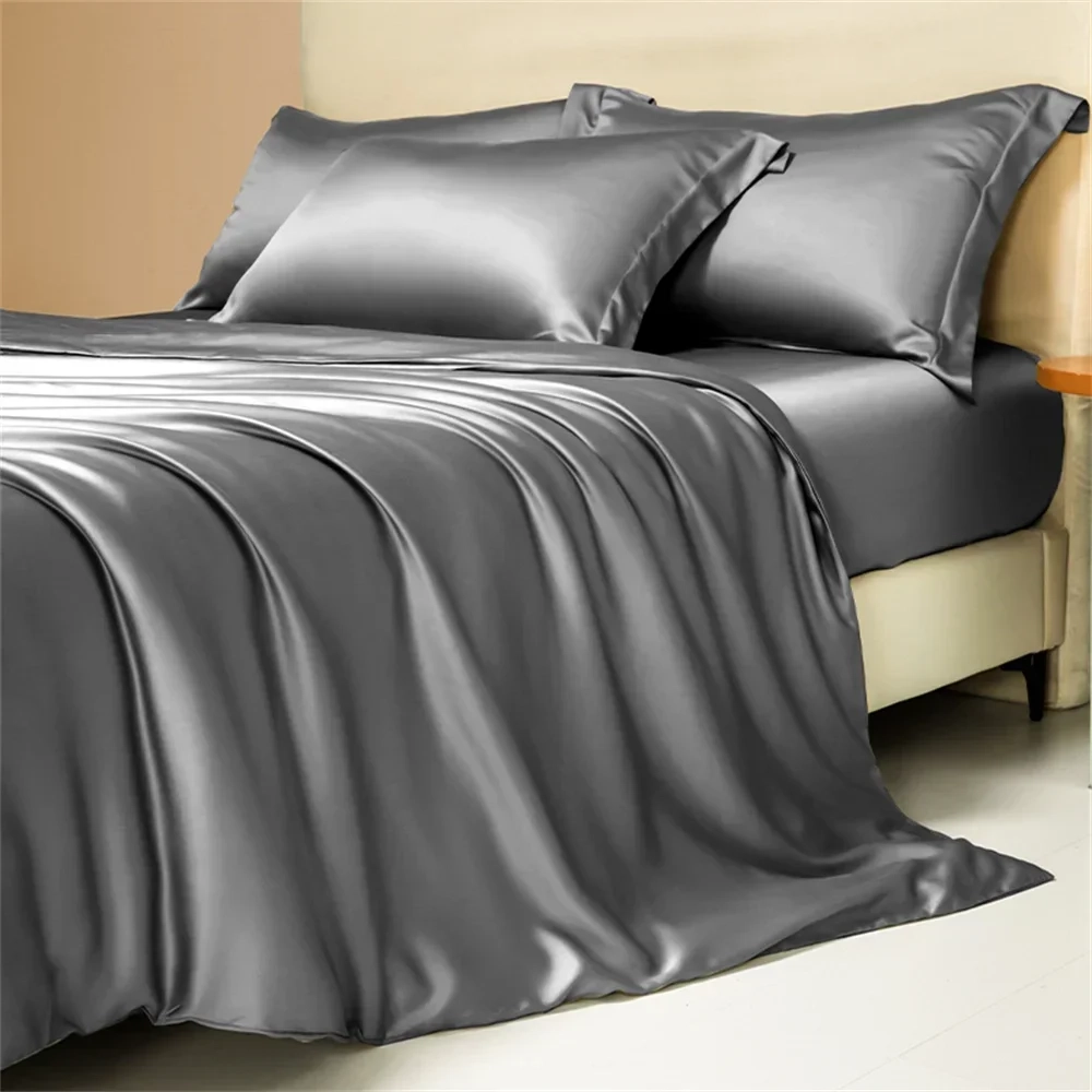 Solid Cotton Duvet Cover Sheet Set - Image 2