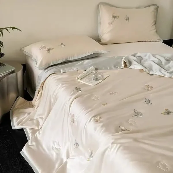 Embroidered Lyocell Summer Quilt Set
