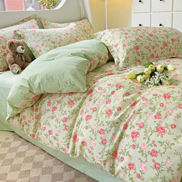 Botanical Cotton Duvet Cover Sheet Set