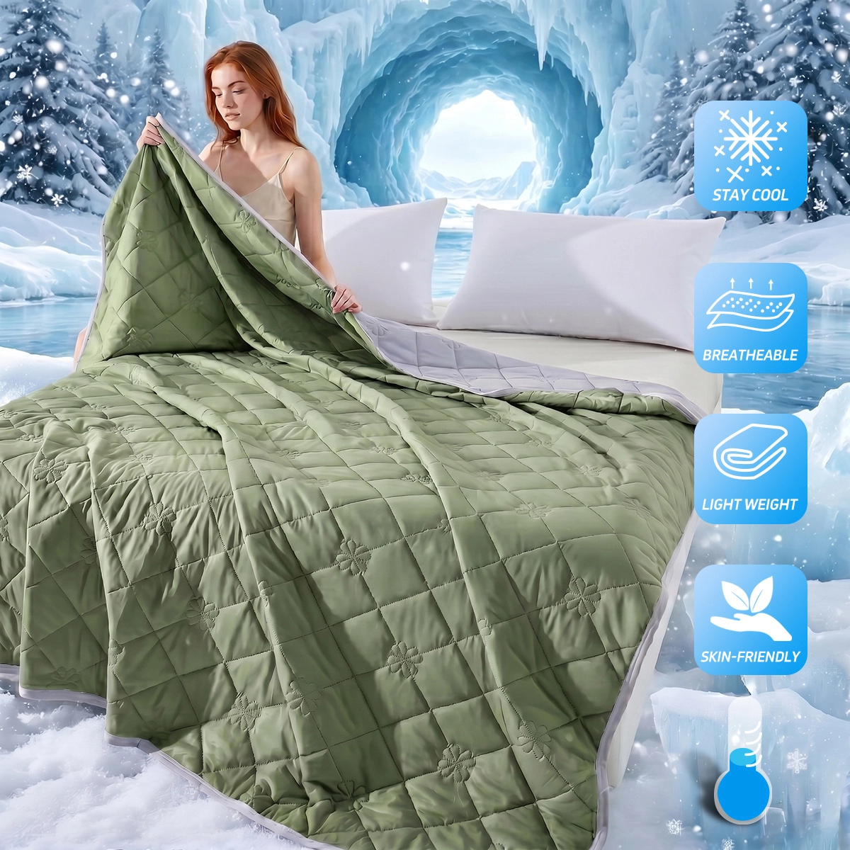 Plaid Cooling Quilt Blanket - Image 6